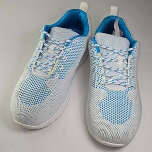 Dr Leonards Womens White Blue Athletic Knit Sneakers Shoes Size 10W